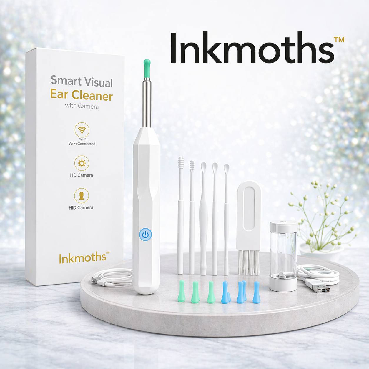 Inkmoths 1080P Wireless Otoscope Ear Wax Removal Camera
